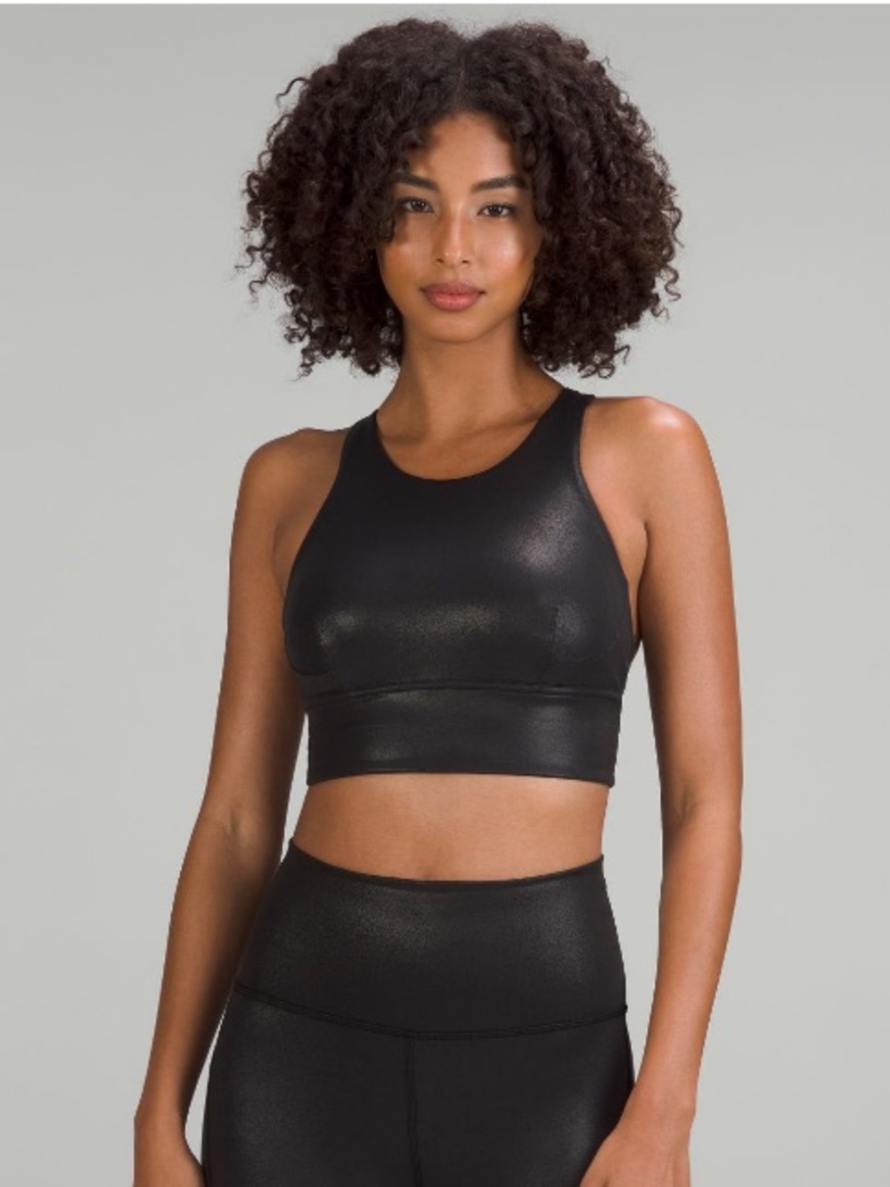 lululemon Wunder Train Longline Bra Foil *Medium Support C/D in Black Foil